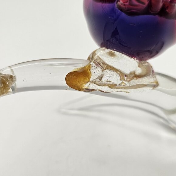 Murano Hand Blown Art Glass Bird Sculpture on Gold Fleck Branch Figurine 3.50 in - Picture 6 of 13